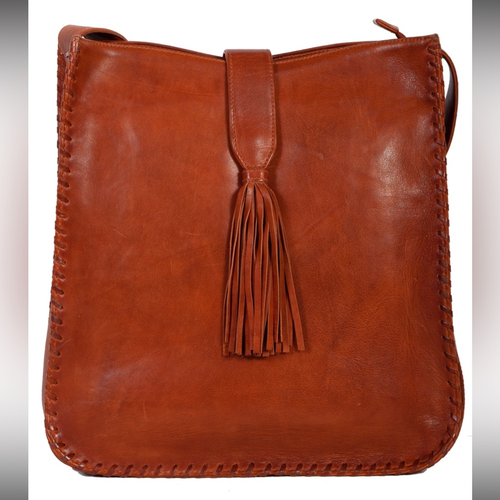 Scully Brown Leather Tassel Shoulder Bag